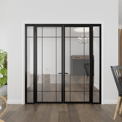 Plaid Double Door with Sidelights
